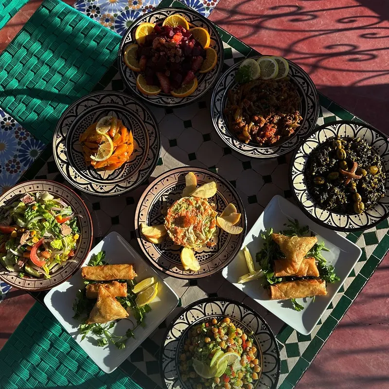 Traditional Moroccan dishes served at the farm